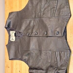 Vintage Biker Motorcycle Black Leather Vest Mo Betta Brand Mint‎ Condition XL